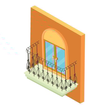 Forged balcony icon, isometric style vector