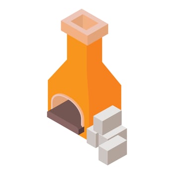 Blacksmith oven icon, isometric style vector
