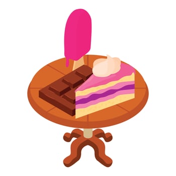 Colorful dessert icon, isometric style vector