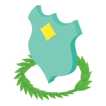 Blue shield icon, isometric style vector