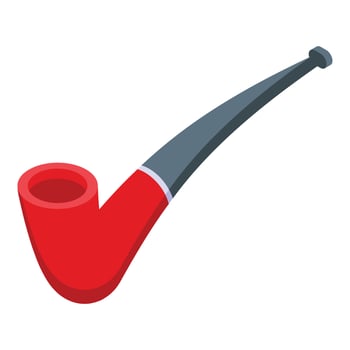 Red smoking pipe icon, isometric style vector