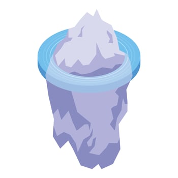 Melting glaciers icon, isometric style vector