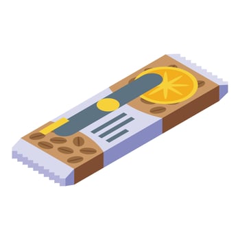 Fruit cereal snack bar icon, isometric style vector
