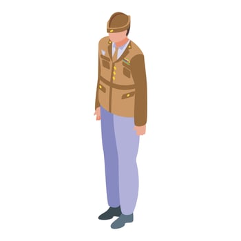 Military uniform body icon, isometric style vector