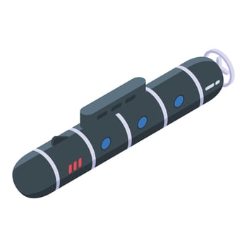 Military nuclear submarine icon, isometric style vector