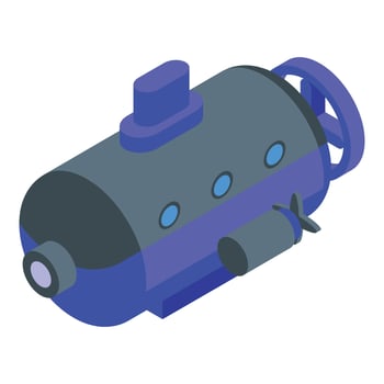 Blue deep submarine icon, isometric style vector