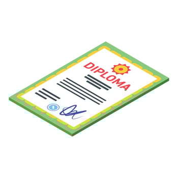 School diploma icon, isometric style vector