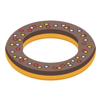 Chocolate doughnut icon, isometric style vector