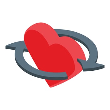 Like heart repost icon, isometric style vector