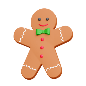 Gingerbread man 3d icon render illustration png