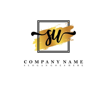 SU Initial handwriting logo concept vector