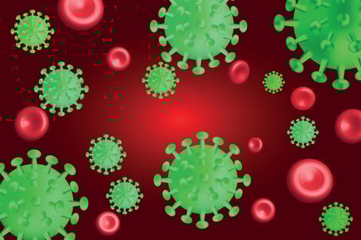 Viruses in blood, educational illustration vector