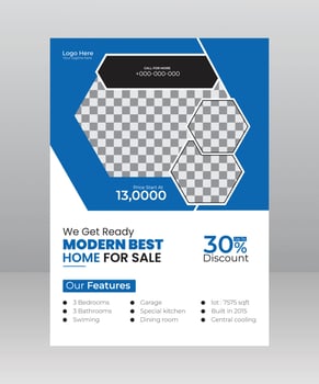 Modern Home Sale Flyer template with Photo vector