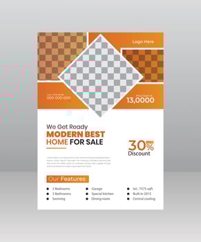 Modern Home Sale Flyer template with Photo vector