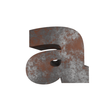 iron rusty text effect letter a. 3d render png