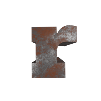 iron rusty text effect letter r. 3d render png