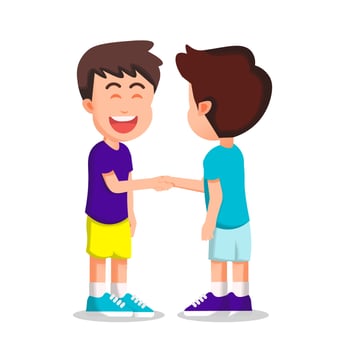 a boy shaking hands with his friend vector
