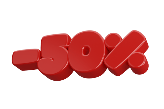50 percent 3d render discount png