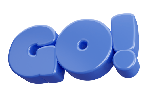 go 3d render text phrase inscription png