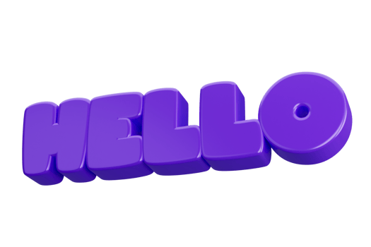 hello 3d render text phrase inscription png