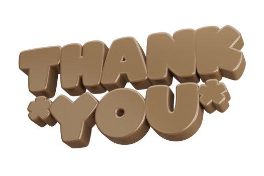 thank you 3d render text phrase inscription png
