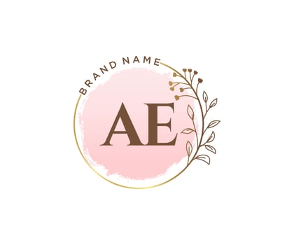 Initial AE feminine logo. Usable for Nature, Salon, Spa, Cosmetic and Beauty Logos. Flat Vector Logo Design Template Element.