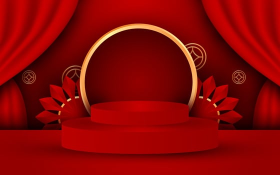 3d illustration of podium chinese new year vector