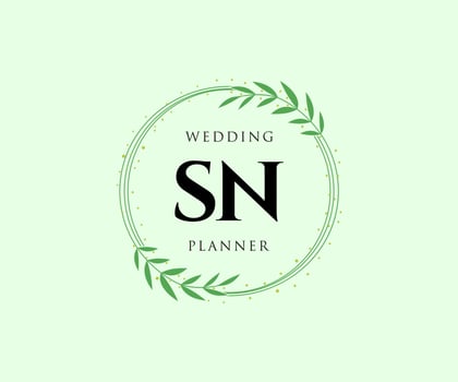 SN Initials letter Wedding monogram logos collection, hand drawn modern minimalistic and floral templates for Invitation cards, Save the Date, elegant identity for restaurant, boutique, cafe in vector