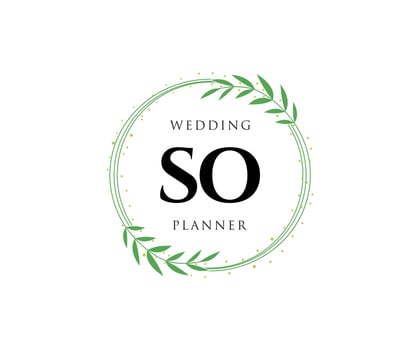 SO Initials letter Wedding monogram logos collection, hand drawn modern minimalistic and floral templates for Invitation cards, Save the Date, elegant identity for restaurant, boutique, cafe in vector