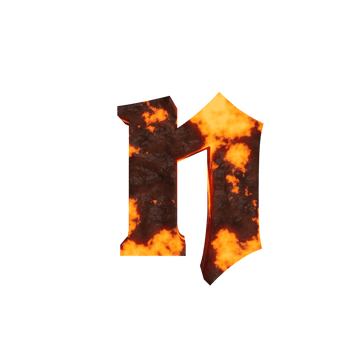 lava text effect letter n. 3d render png