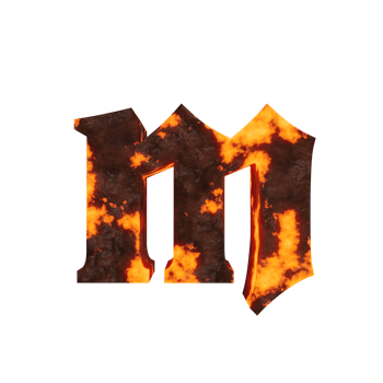 lava text effect letter m. 3d render png
