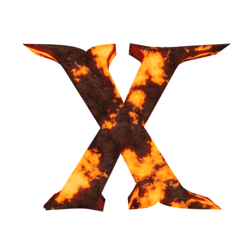 lava text effect letter X. 3d render png