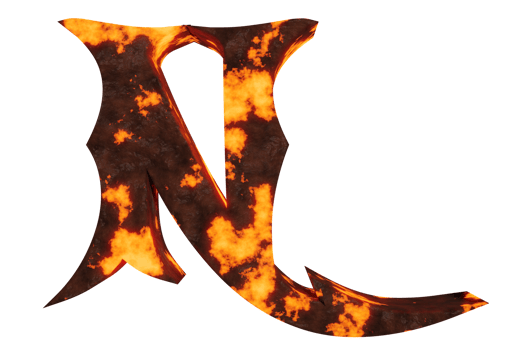 lava text effect letter N. 3d render png