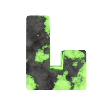 uranium text effect letter L. 3d render png