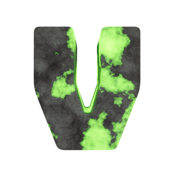 uranium text effect letter V. 3d render png