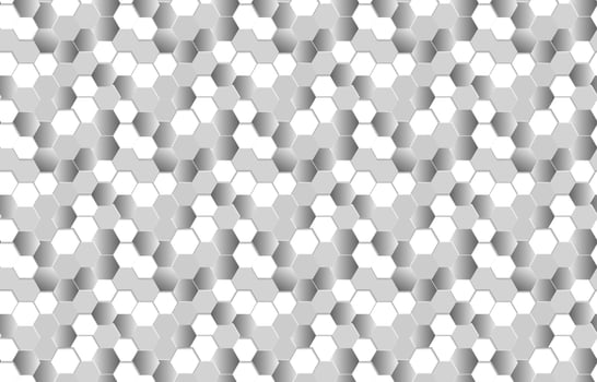 Futuristic honeycomb mosaic white and silver seamless pattern background. Realistic geometric mesh cells texture. Abstract white and silver vector wallpaper with hexagon grid. Modern style.