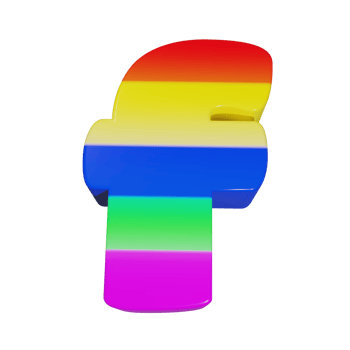 rainbow text effect letter f. 3d render png