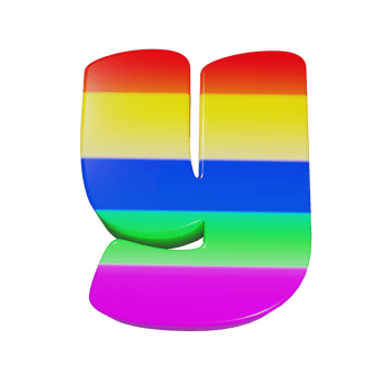 rainbow text effect letter y. 3d render png