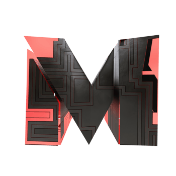 sci-fi text effect letter M. 3d render png
