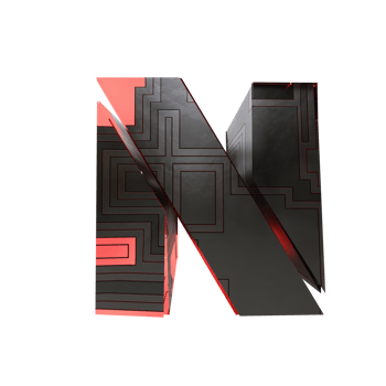 sci-fi text effect letter N. 3d render png