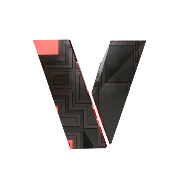 sci-fi text effect letter V. 3d render png