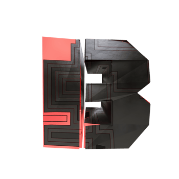 sci-fi text effect letter B. 3d render png