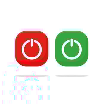 Vector power icon with turn on and off button and shut down switch icons in round circle buttons
