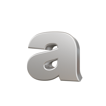 steel text effect letter a. 3d render png