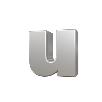steel text effect letter u. 3d render png