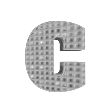 wireframe text effect letter C. 3d render png
