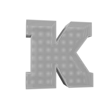 wireframe text effect letter K. 3d render png