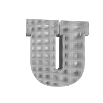 wireframe text effect letter Um. 3d render png