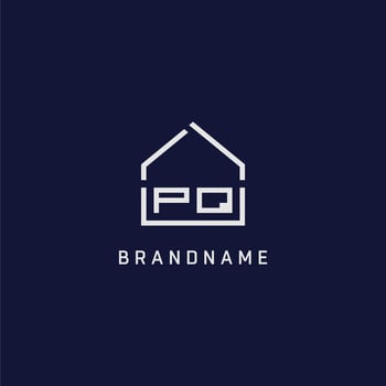 Initial letter PQ roof real estate logo design ideas vector
