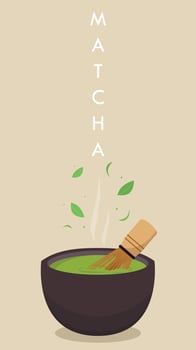 Matcha cup vector. green tea vector. wallpaper. Green tea poster design. tea whisk vector. vector
